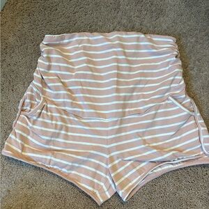 Striped Tan and White Women's Shorts